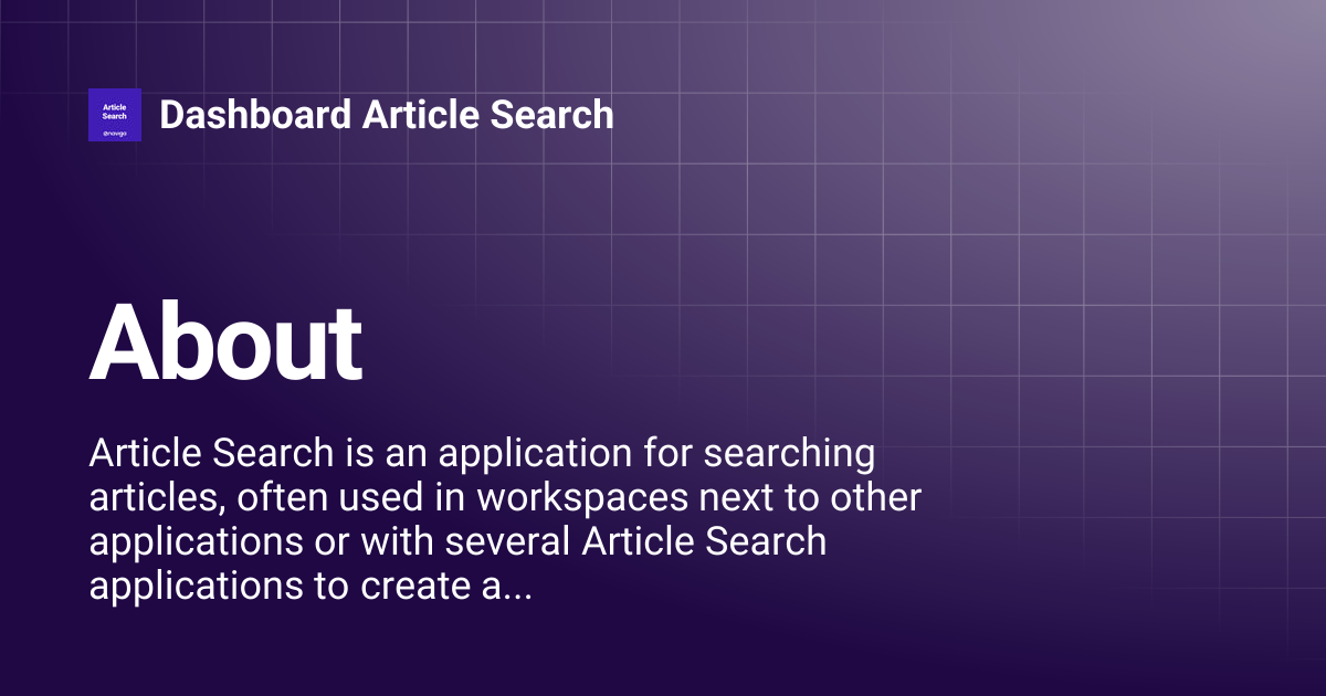 About | Dashboard Article Search