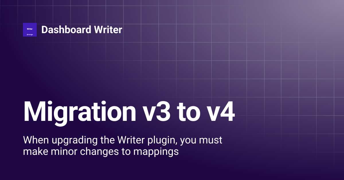 Migration v3 to v4 | 4.2.1 | Dashboard Writer