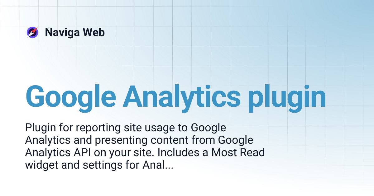 Google Analytics plugin | Naviga Web