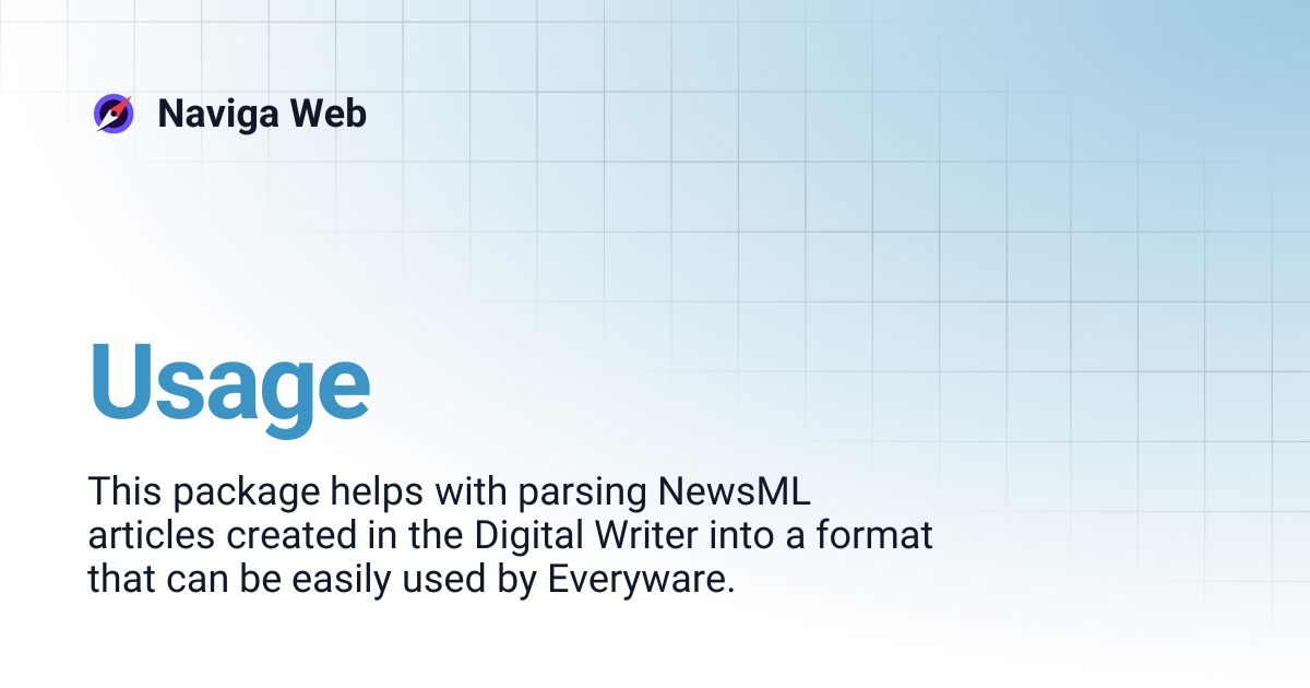 Usage | Naviga Web