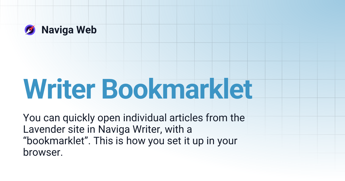 Writer Bookmarklet | Naviga Web