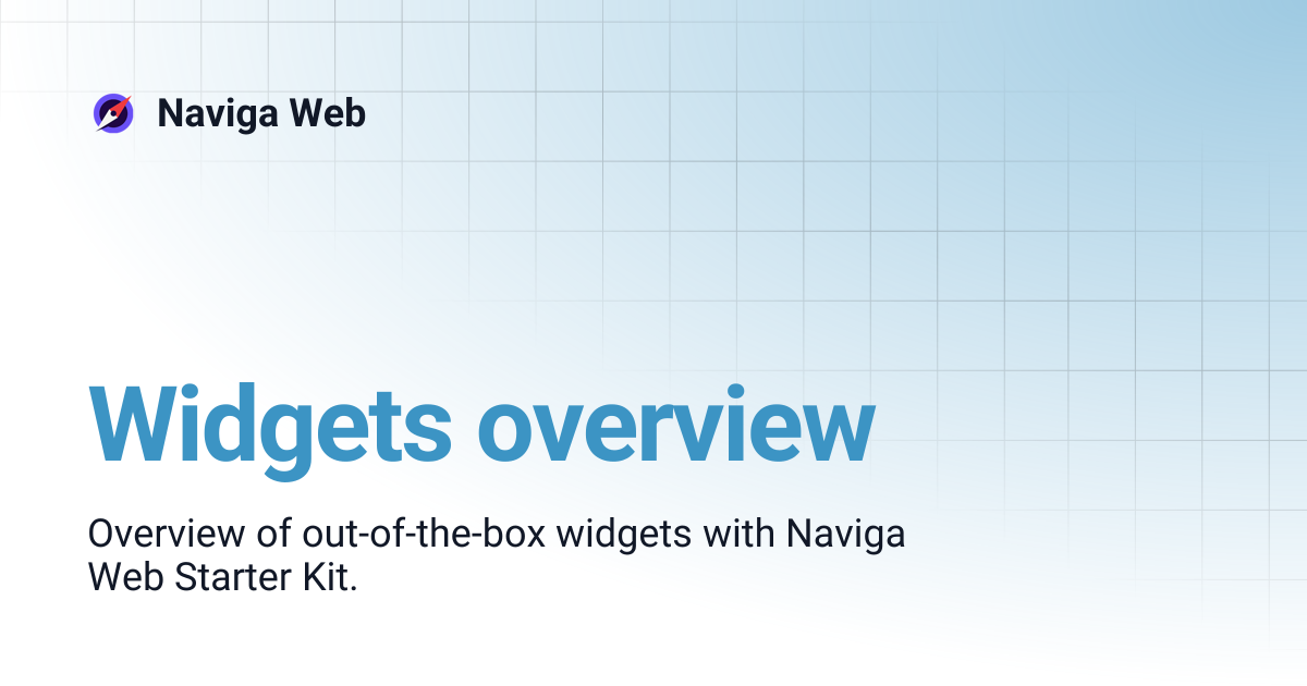 Widgets overview | Naviga Web