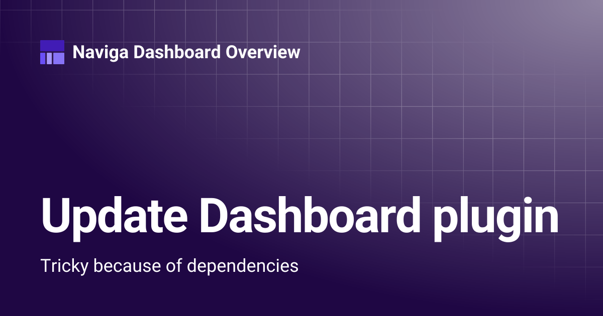 Update Dashboard plugin | Dashboard 5.0 | Naviga Dashboard Overview