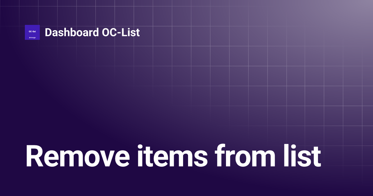 Remove items from list | Dashboard OC-List