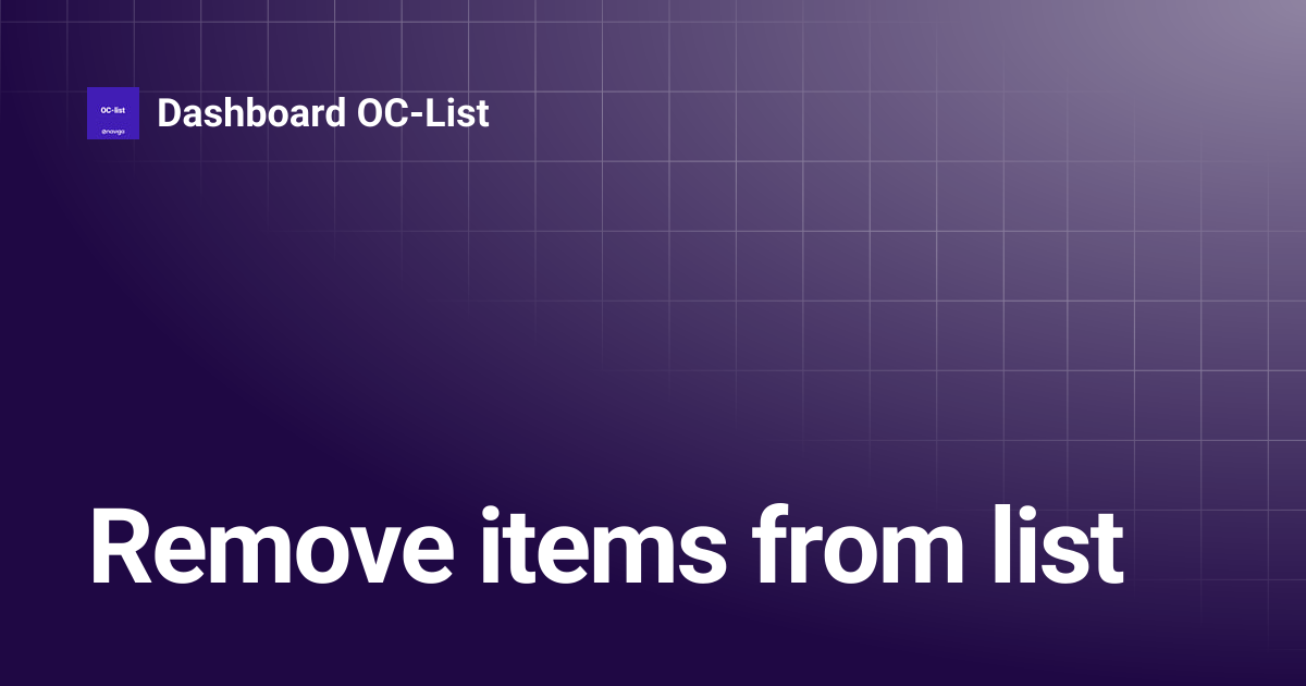 Remove items from list | Dashboard OC-List